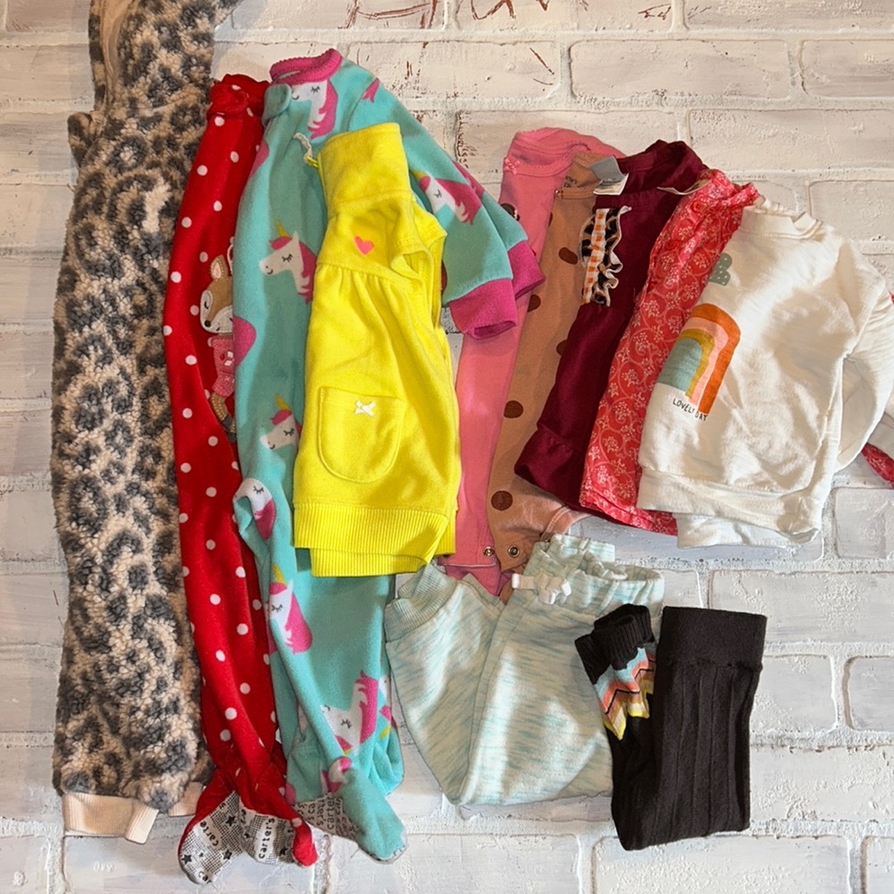 Babygirl 12m fall & winter footie romper top pants bundle!!